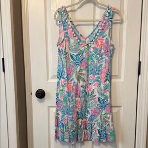 Lilly Pulitzer Women’s Colorful Sleeveless Dress with Leaf Pattern Worn once